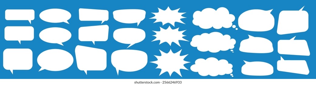 Message comments chat box. Collection of speech bubbles, text boxes and conversation chats in comics. Vektor set of speech bubbles.
