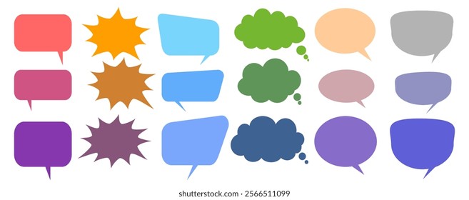 Message comments chat box. Collection of speech bubbles, text boxes and conversation chats in comics. Vektor set of speech bubbles.