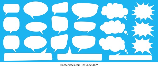 Message comments chat box. Collection of speech bubbles, text boxes and conversation chats in comics. Vektor set of speech bubbles.