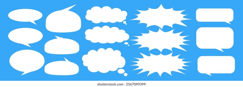 Message comments chat box. Collection of speech bubbles, text boxes and conversation chats in comics. Vektor set of speech bubbles.