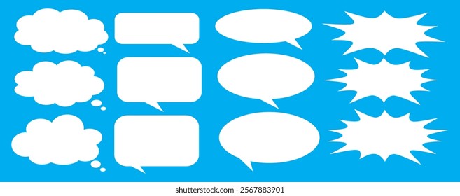 Message comments chat box. Collection of speech bubbles, text boxes and conversation chats in comics. Vektor set of speech bubbles.