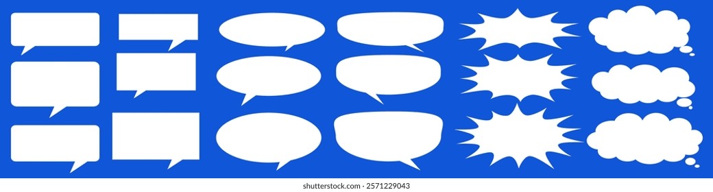 Message comments chat box. Collection of speech bubbles, text boxes and conversation chats in comics. Vektor set of speech bubbles.