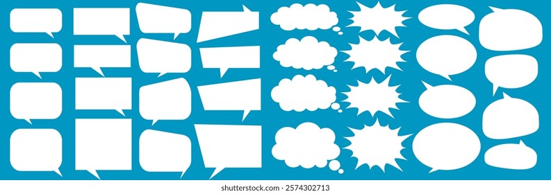 Message comments chat box. Collection of speech bubbles, text boxes and conversation chats in comics. Vektor set of speech bubbles.