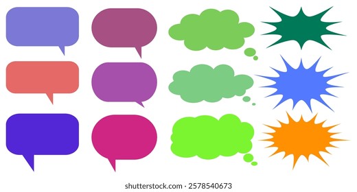Message comments chat box. Collection of speech bubbles, text boxes and conversation chats in comics. Vektor set of speech bubbles.