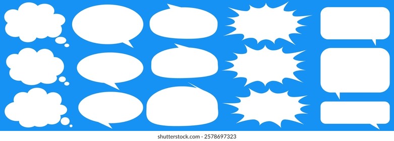 Message comments chat box. Collection of speech bubbles, text boxes and conversation chats in comics. Vektor set of speech bubbles.