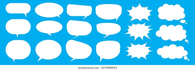 Message comments chat box. Collection of speech bubbles, text boxes and conversation chats in comics. Vektor set of speech bubbles.
