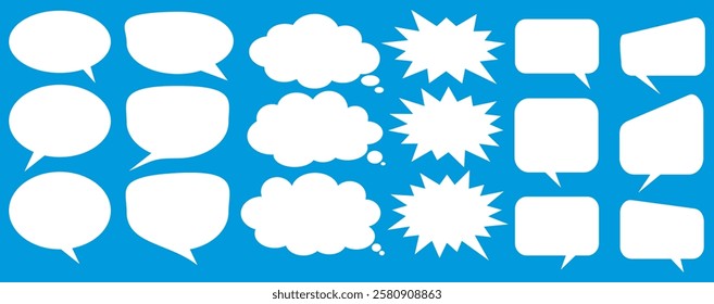 Message comments chat box. Collection of speech bubbles, text boxes and conversation chats in comics. Vektor set of speech bubbles.