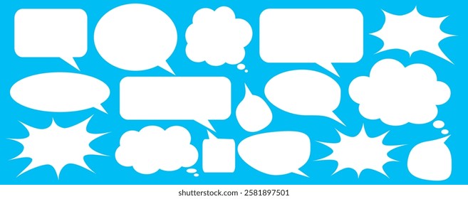 Message comments chat box. Collection of speech bubbles, text boxes and conversation chats in comics. Vektor set of speech bubbles.