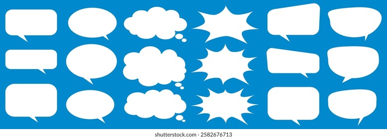 Message comments chat box. Collection of speech bubbles, text boxes and conversation chats in comics. Vektor set of speech bubbles.