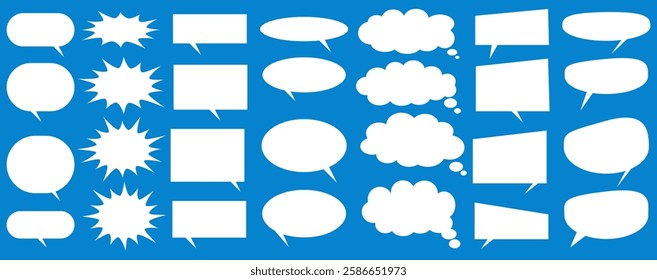 Message comments chat box. Collection of speech bubbles, text boxes and conversation chats in comics. Vektor set of speech bubbles.