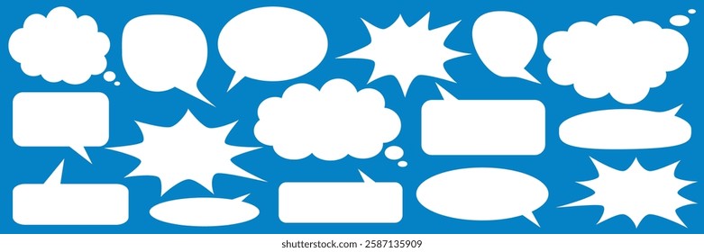Message comments chat box. Collection of speech bubbles, text boxes and conversation chats in comics. Vektor set of speech bubbles.