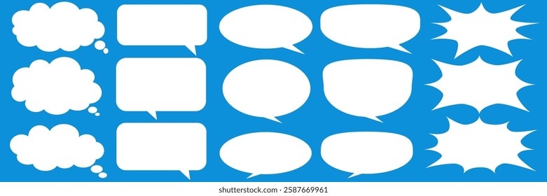 Message comments chat box. Collection of speech bubbles, text boxes and conversation chats in comics. Vektor set of speech bubbles.