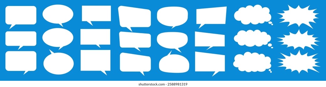 Message comments chat box. Collection of speech bubbles, text boxes and conversation chats in comics. Vektor set of speech bubbles.