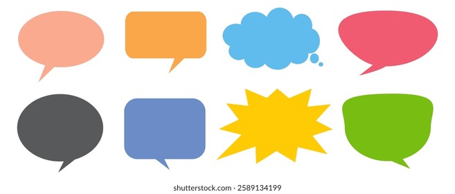 Message comments chat box. Collection of speech bubbles, text boxes and conversation chats in comics. Vektor set of speech bubbles