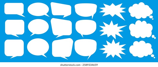Message comments chat box. Collection of speech bubbles, text boxes and conversation chats in comics. Vektor set of speech bubbles