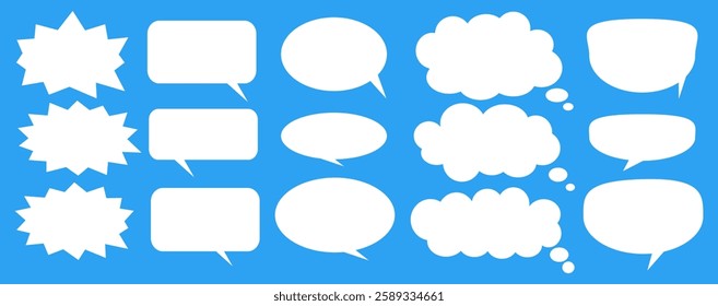 Message comments chat box. Collection of speech bubbles, text boxes and conversation chats in comics. Vektor set of speech bubbles