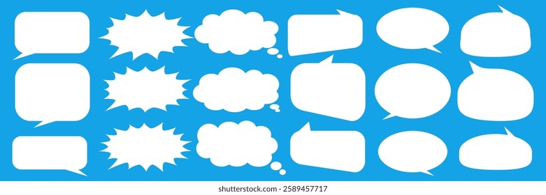 Message comments chat box. Collection of speech bubbles, text boxes and conversation chats in comics. Vektor set of speech bubbles