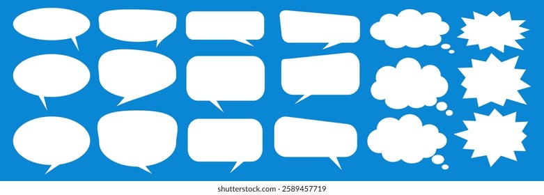 Message comments chat box. Collection of speech bubbles, text boxes and conversation chats in comics. Vektor set of speech bubbles