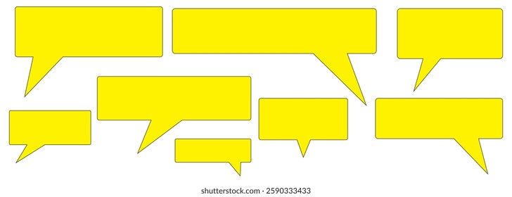 Message comments chat box. Collection of speech bubbles. Set of yellow speech bubble collection .set of yellow speech bubble cartoon box icon set . speech bubble vector. comment box icon vector set.