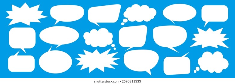 Message comments chat box. Collection of speech bubbles, text boxes and conversation chats in comics. Vektor set of speech bubbles