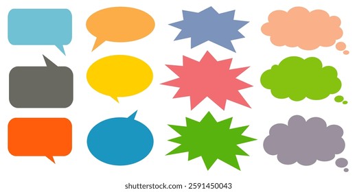 Message comments chat box. Collection of speech bubbles, text boxes and conversation chats in comics. Vektor set of speech bubbles