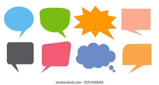 Message comments chat box. Collection of speech bubbles, text boxes and conversation chats in comics. Vektor set of speech bubbles