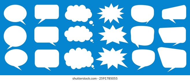 Message comments chat box. Collection of speech bubbles, text boxes and conversation chats in comics. Vektor set of speech bubbles