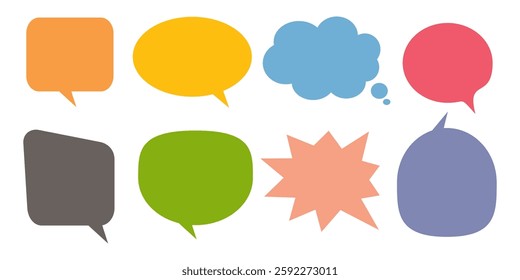 Message comments chat box. Collection of speech bubbles, text boxes and conversation chats in comics. Vektor set of speech bubbles