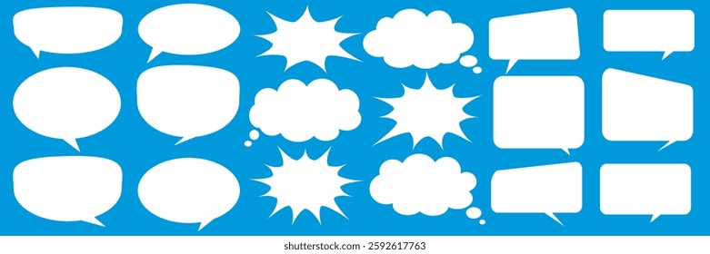 Message comments chat box. Collection of speech bubbles, text boxes and conversation chats in comics. Vektor set of speech bubbles