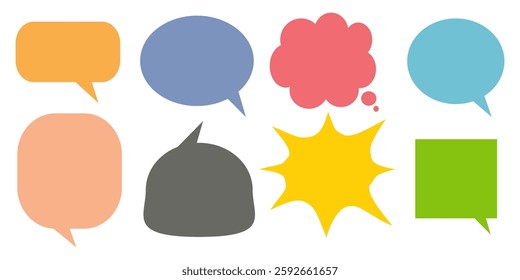 Message comments chat box. Collection of speech bubbles, text boxes and conversation chats in comics. Vektor set of speech bubbles