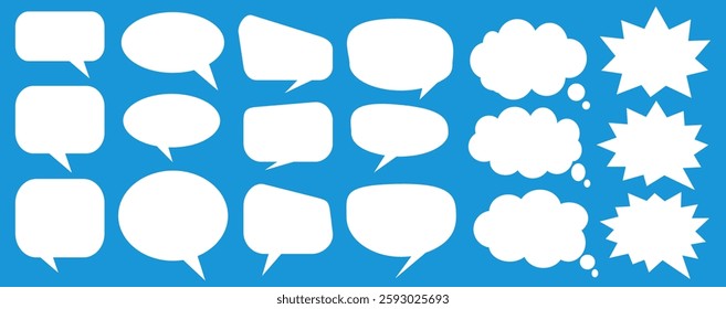 Message comments chat box. Collection of speech bubbles, text boxes and conversation chats in comics. Vektor set of speech bubbles