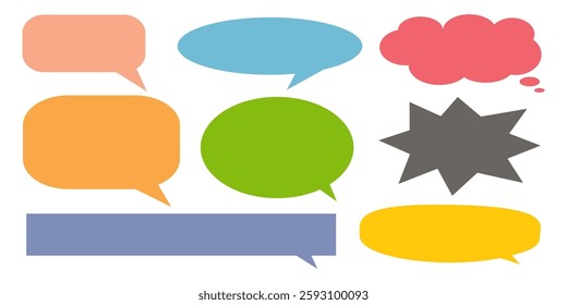 Message comments chat box. Collection of speech bubbles, text boxes and conversation chats in comics. Vektor set of speech bubbles
