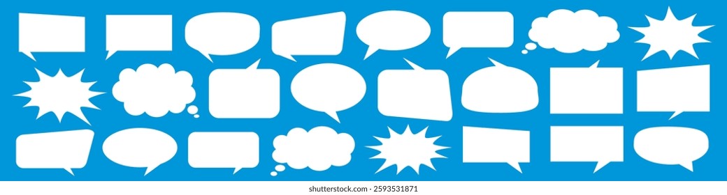 Message comments chat box. Collection of speech bubbles, text boxes and conversation chats in comics. Vektor set of speech bubbles