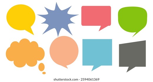 Message comments chat box. Collection of speech bubbles, text boxes and conversation chats in comics. Vektor set of speech bubbles