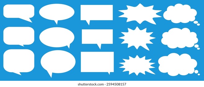 Message comments chat box. Collection of speech bubbles, text boxes and conversation chats in comics. Vektor set of speech bubbles