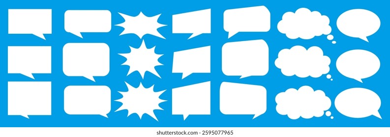 Message comments chat box. Collection of speech bubbles, text boxes and conversation chats in comics. Vektor set of speech bubbles
