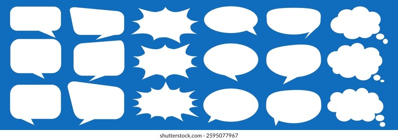 Message comments chat box. Collection of speech bubbles, text boxes and conversation chats in comics. Vektor set of speech bubbles