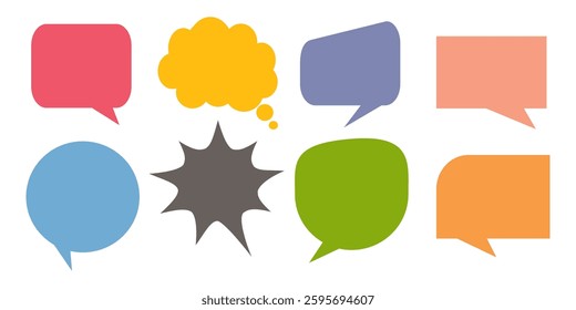Message comments chat box. Collection of speech bubbles, text boxes and conversation chats in comics. Vektor set of speech bubbles