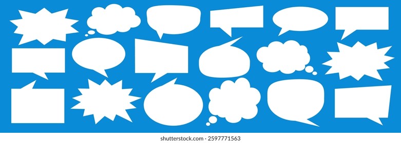 Message comments chat box. Collection of speech bubbles, text boxes and conversation chats in comics. Vektor set of speech bubbles.