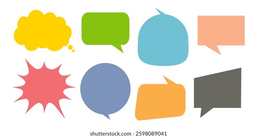 Message comments chat box. Collection of speech bubbles, text boxes and conversation chats in comics. Vektor set of speech bubbles