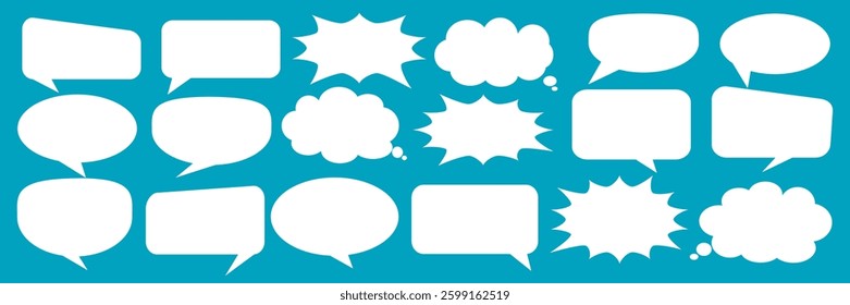 Message comments chat box. Collection of speech bubbles, text boxes and conversation chats in comics. Vektor set of speech bubbles.