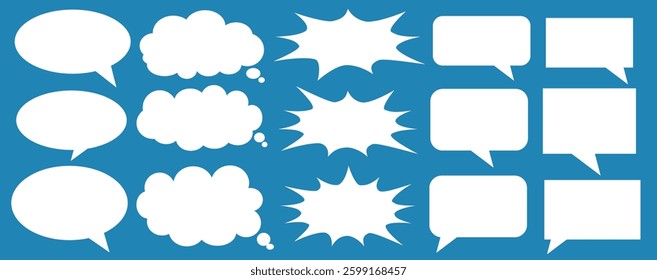 Message comments chat box. Collection of speech bubbles, text boxes and conversation chats in comics. Vektor set of speech bubbles.