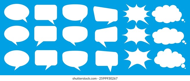 Message comments chat box. Collection of speech bubbles, text boxes and conversation chats in comics. Vektor set of speech bubbles