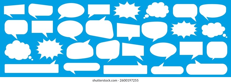 Message comments chat box. Collection of speech bubbles, text boxes and conversation chats in comics. Vektor set of speech bubbles.