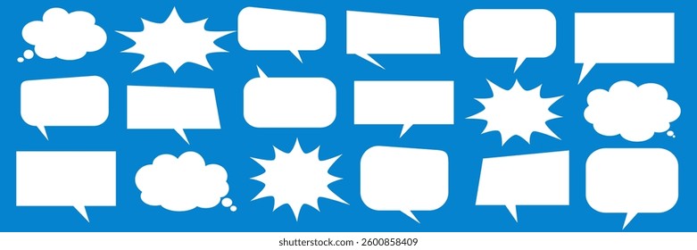 Message comments chat box. Collection of speech bubbles, text boxes and conversation chats in comics. Vektor set of speech bubbles.