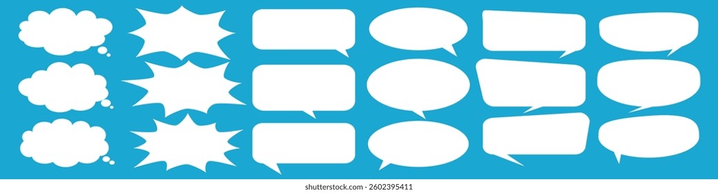 Message comments chat box. Collection of speech bubbles, text boxes and conversation chats in comics. Vektor set of speech bubbles.