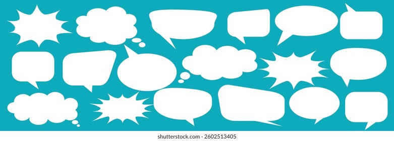 Message comments chat box. Collection of speech bubbles, text boxes and conversation chats in comics. Vektor set of speech bubbles.
