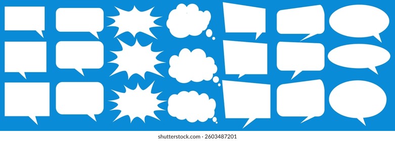 Message comments chat box. Collection of speech bubbles, text boxes and conversation chats in comics. Vektor set of speech bubbles.