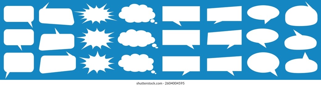 Message comments chat box. Collection of speech bubbles, text boxes and conversation chats in comics. Vektor set of speech bubbles.