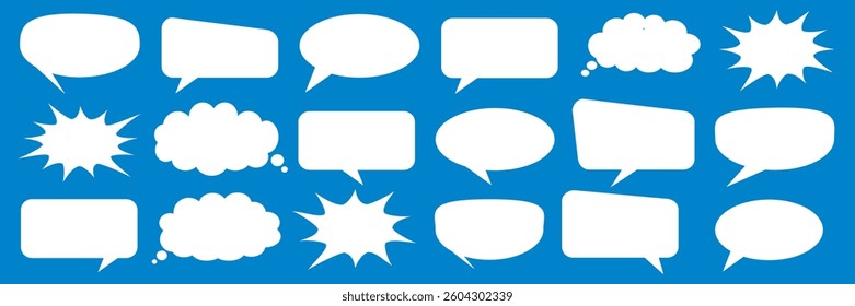Message comments chat box. Collection of speech bubbles, text boxes and conversation chats in comics. Vektor set of speech bubbles.